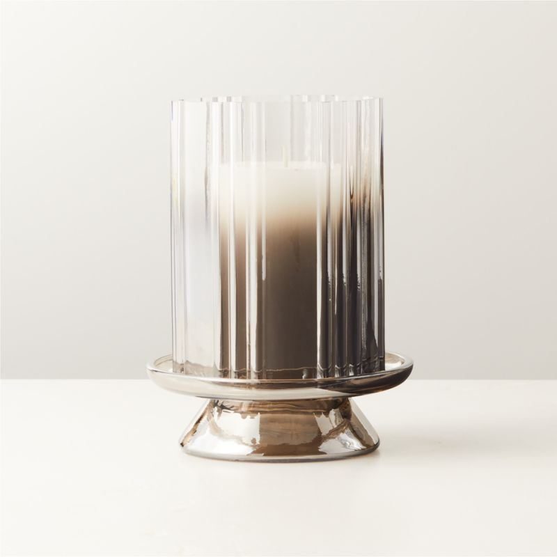 Lustro Smoked Modern Glass Hurricane Candle Holder Small + Reviews | CB2 | CB2