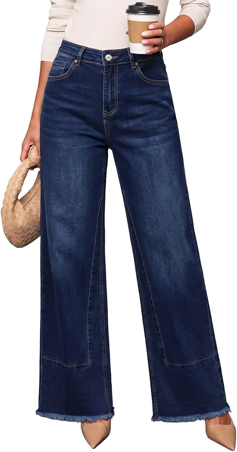SHEWIN Flare Wide Leg Baggy Womens Jeans High Waisted Bell Bottom | Amazon (US)