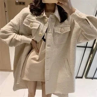 Tweed Shirt Jacket | YesStyle Global