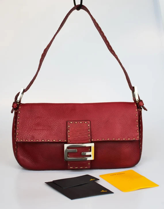 Vintage Fendi baguette red bag Fendi FF Zucca monogram bag | Etsy | Etsy (US)