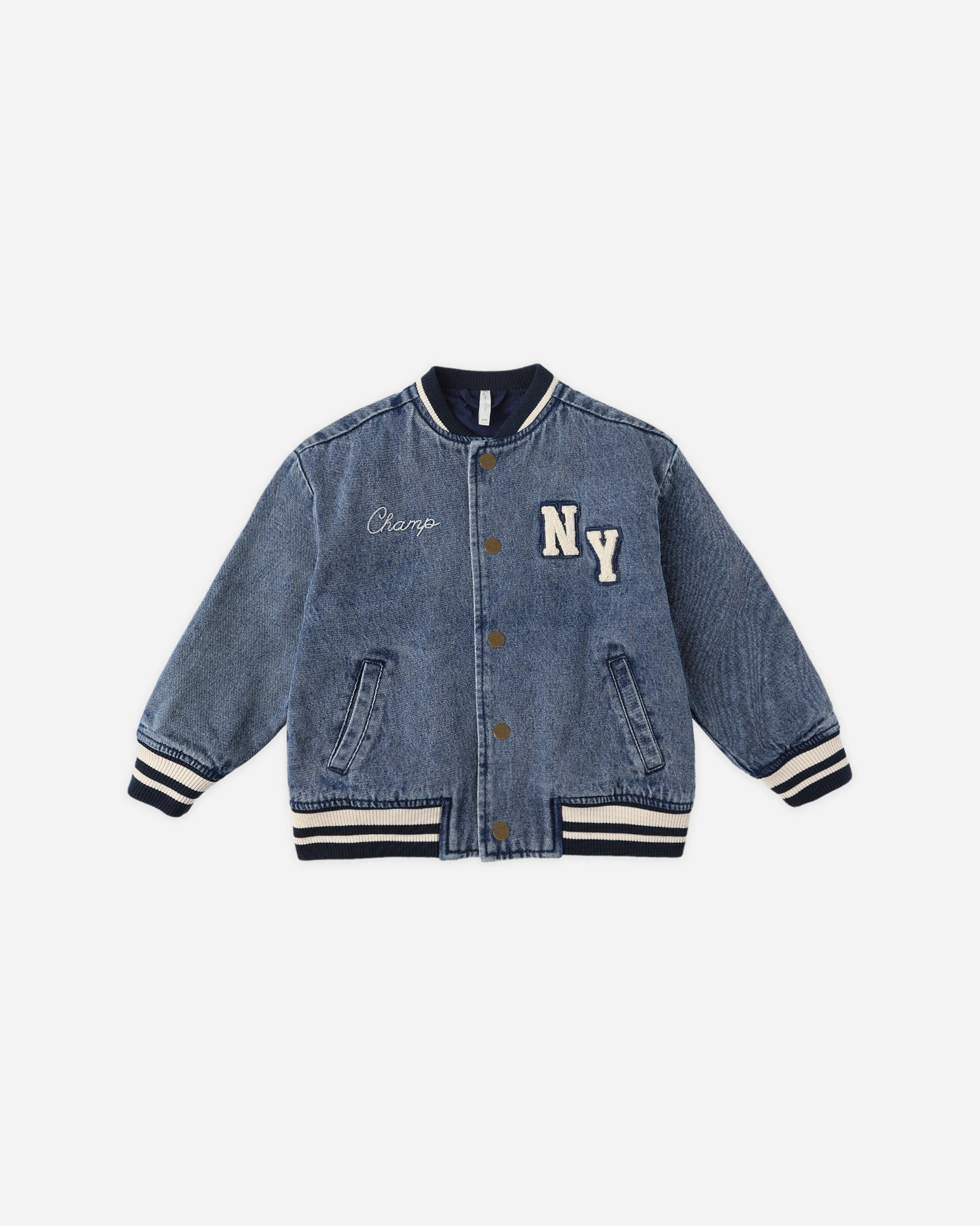 Varsity Jacket || Indigo Denim | Rylee + Cru