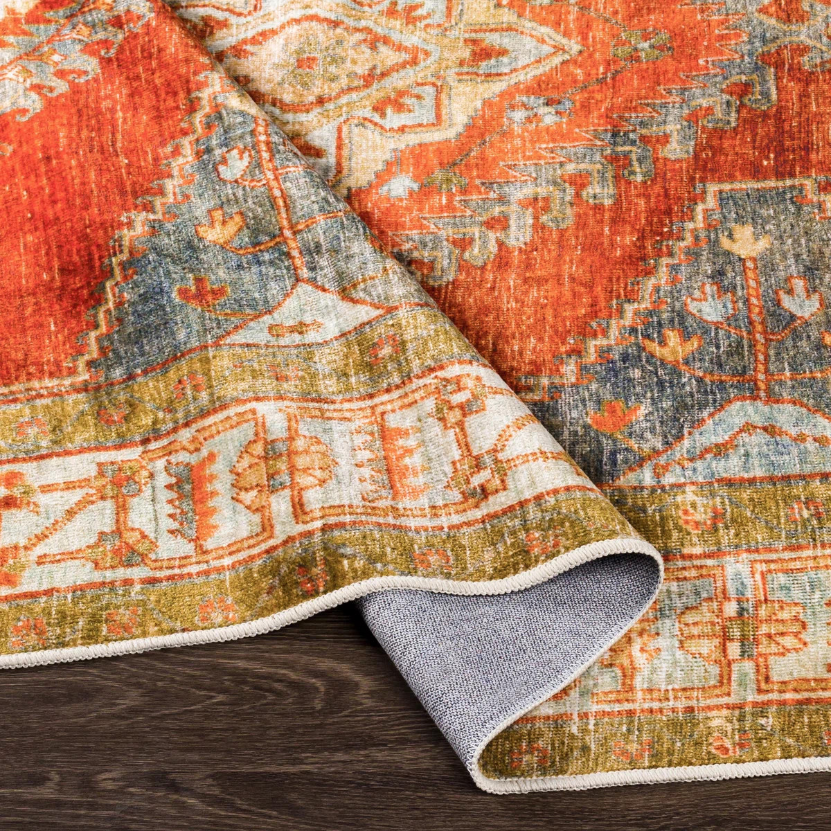 Mags Machine Washable Oriental Burnt Orange/Orange Area Rug | Wayfair North America
