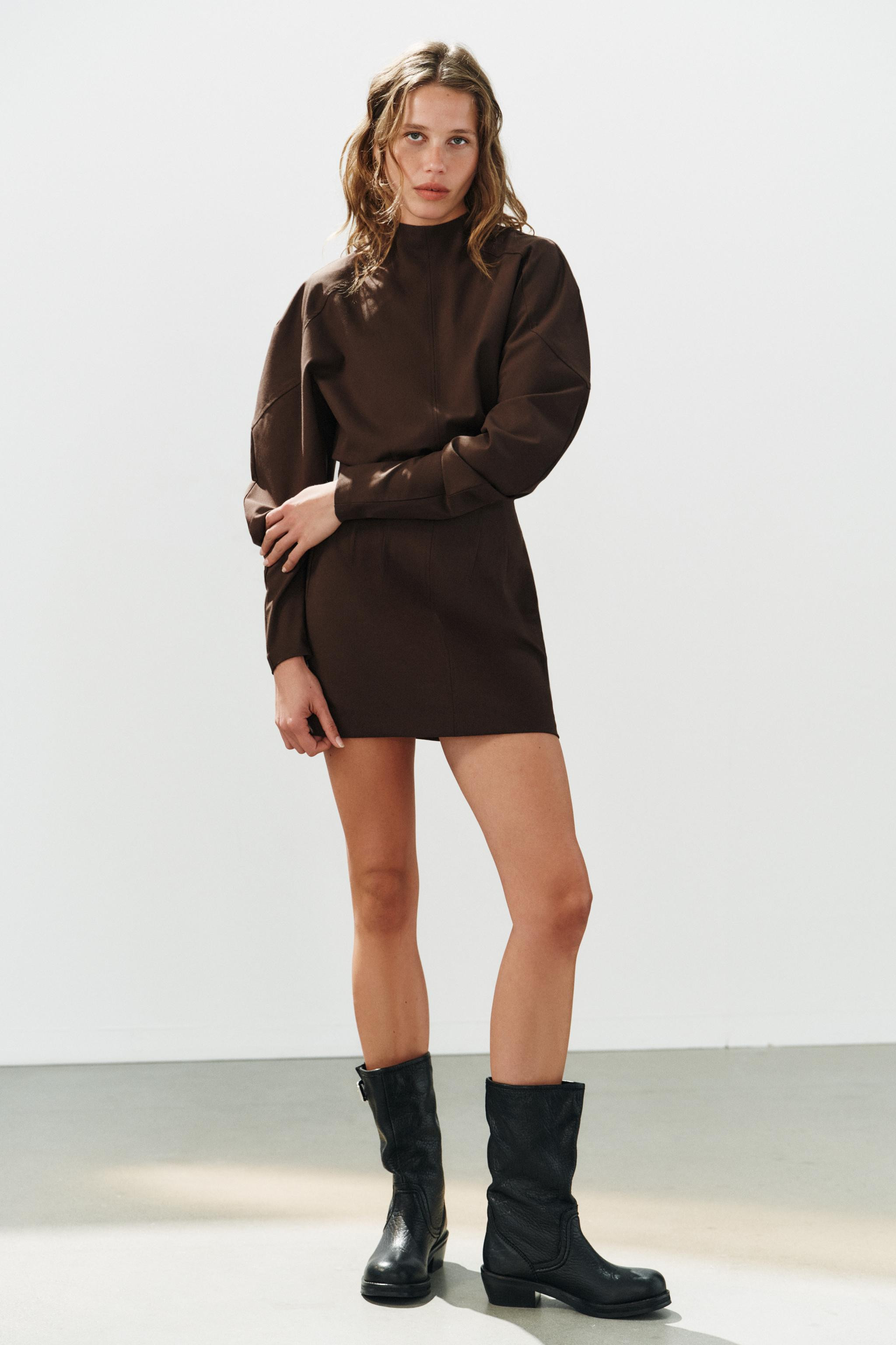 VOLUMINOUS SLEEVE MINI DRESS | Zara US