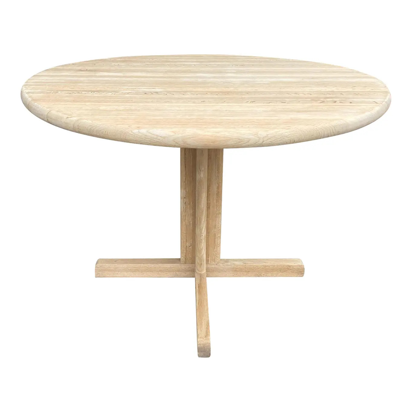 Mid 20th Century Vintage Round Oak Pedestal Table | Chairish