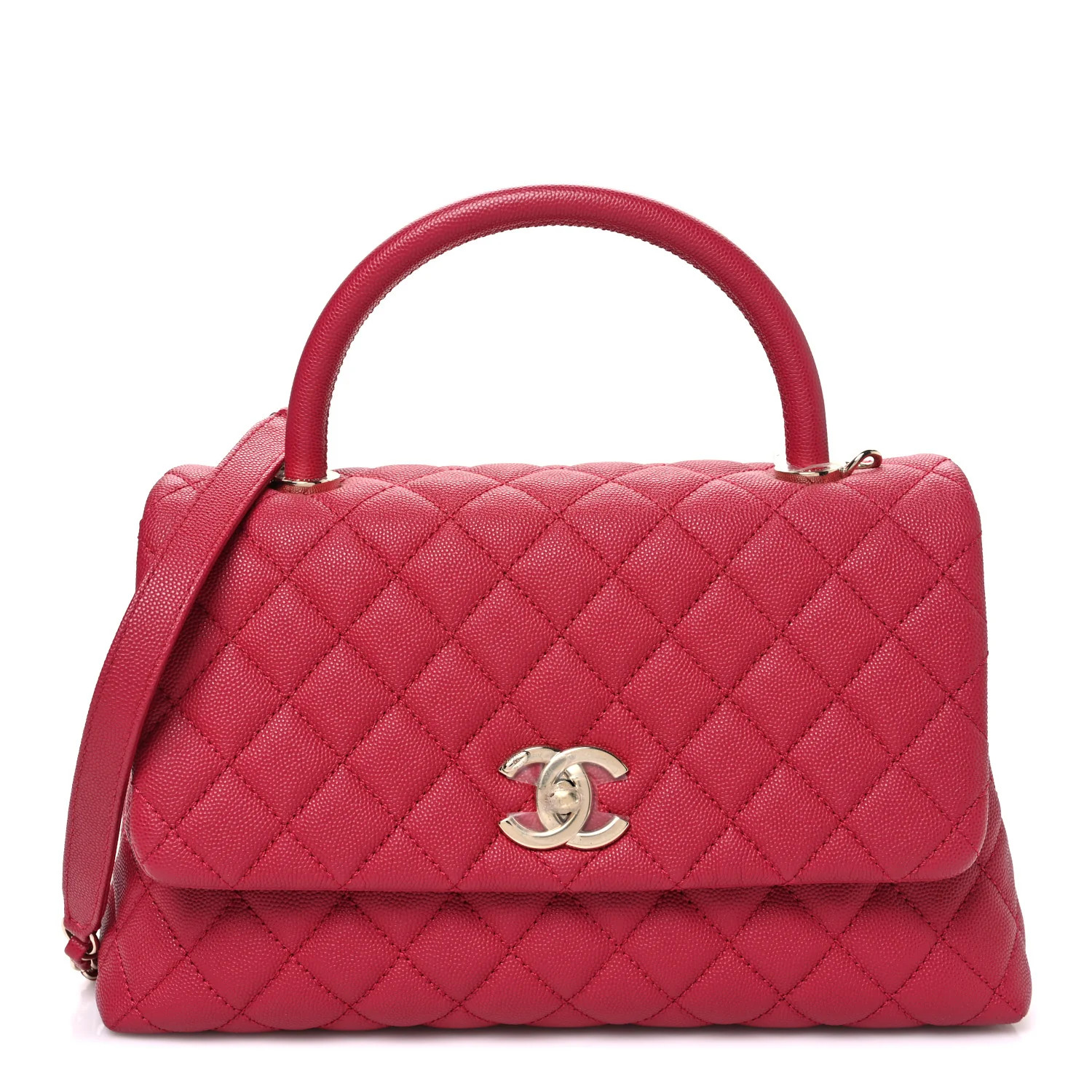 Caviar Quilted Small Coco Handle Flap Dark Pink | FASHIONPHILE (US)