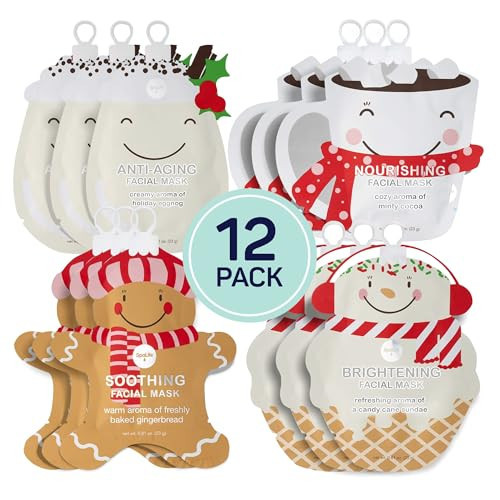 SpaLife Holiday Treats Facial Masks 12-Pack Assorted - Festive Christmas Skincare for Hydration and Refreshment - Gingerbread, Sundae, Cocoa & Eggnog | Amazon (US)
