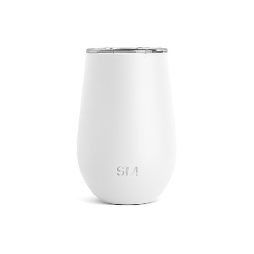 Simple Modern Wine Tumbler with Lid | Cute Stemless Glass Cup with Press-In Lid | Insulated Stainless Steel Coffee Mug | Gifts for Women Men Him Her | Spirit Collection | 12oz | Winter White | Amazon (US)