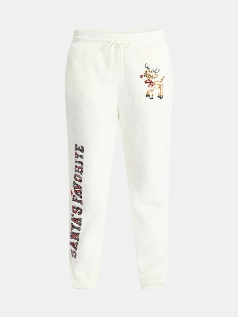 No Boundaries Christmas Plush Pants, 30'' Inseam, Women's, & Women's Plus | Walmart (US)