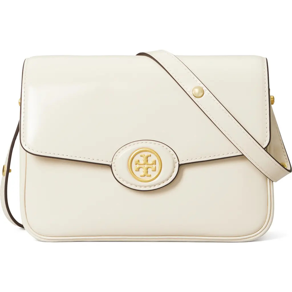 Tory Burch Robinson Spazzolato Leather Shoulder Bag in Shea Butter at Nordstrom | Nordstrom