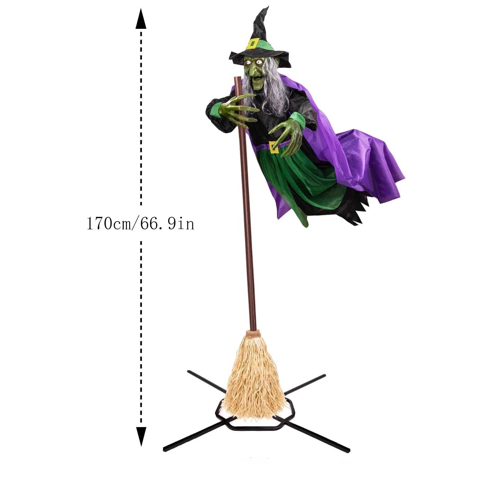 5.5ft Halloween Witch Decoration, Flying Witch Halloween Decor, Halloween Animatronics Witch with... | Walmart (US)