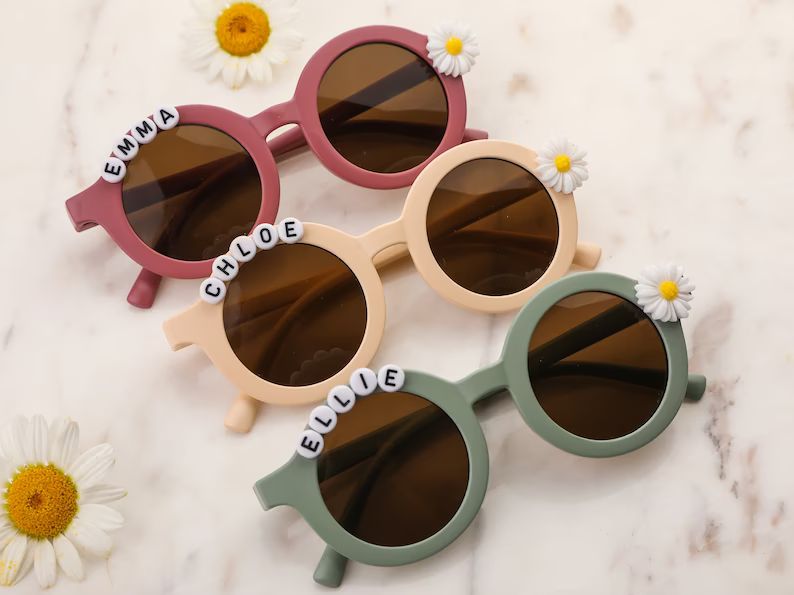 Floral Daisy Girls Personalized Name Sunglasses Toddler Gift - Etsy | Etsy (US)