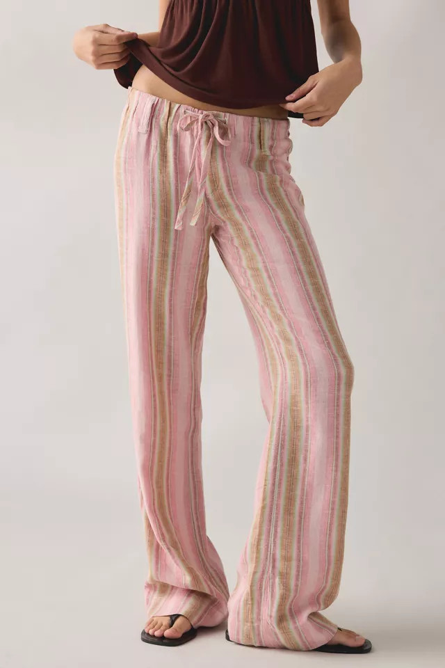 Urban Outfitters UO Newport Linen Straight Leg Pants in Red, Women's at Urban Outfitters | Urban Outfitters (US and RoW)