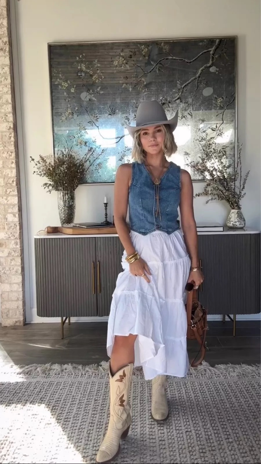 Pilgrimage outfit inspo! Maxi skirt, denim vest, cowboy boots, fall outfit, country concert outfit

#LTKStyleTip #LTKShoeCrush