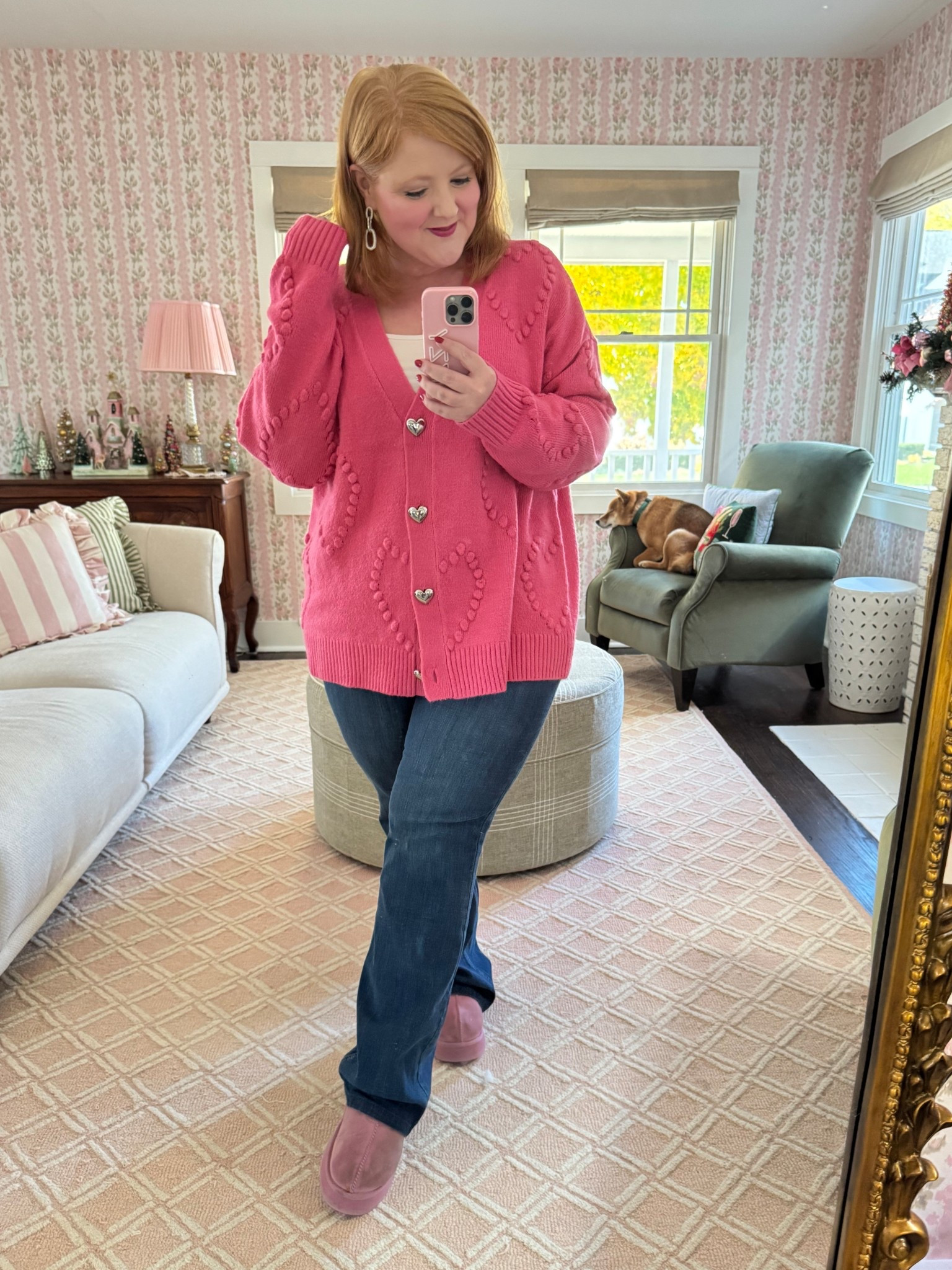 Casual Outfit Idea 🩷

Pink heart cardigan size 16/18 from Ulla Popken
Flare jeans size 16 from Ulla Popken
(Both 35% OFF with code LIZULLA)
Kendra Scott silver drop earrings
Ugg slippers

#LTKSeasonal #LTKPlusSize #LTKHoliday