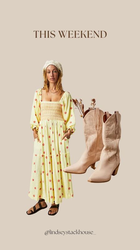 Floral maxi dress from free people is a size small. The best dress!

Boots fit true to size

Easter dress, spring dress. Maxi dress, boho dress, free people 

#LTKGiftGuide #LTKSeasonal #LTKstyletip