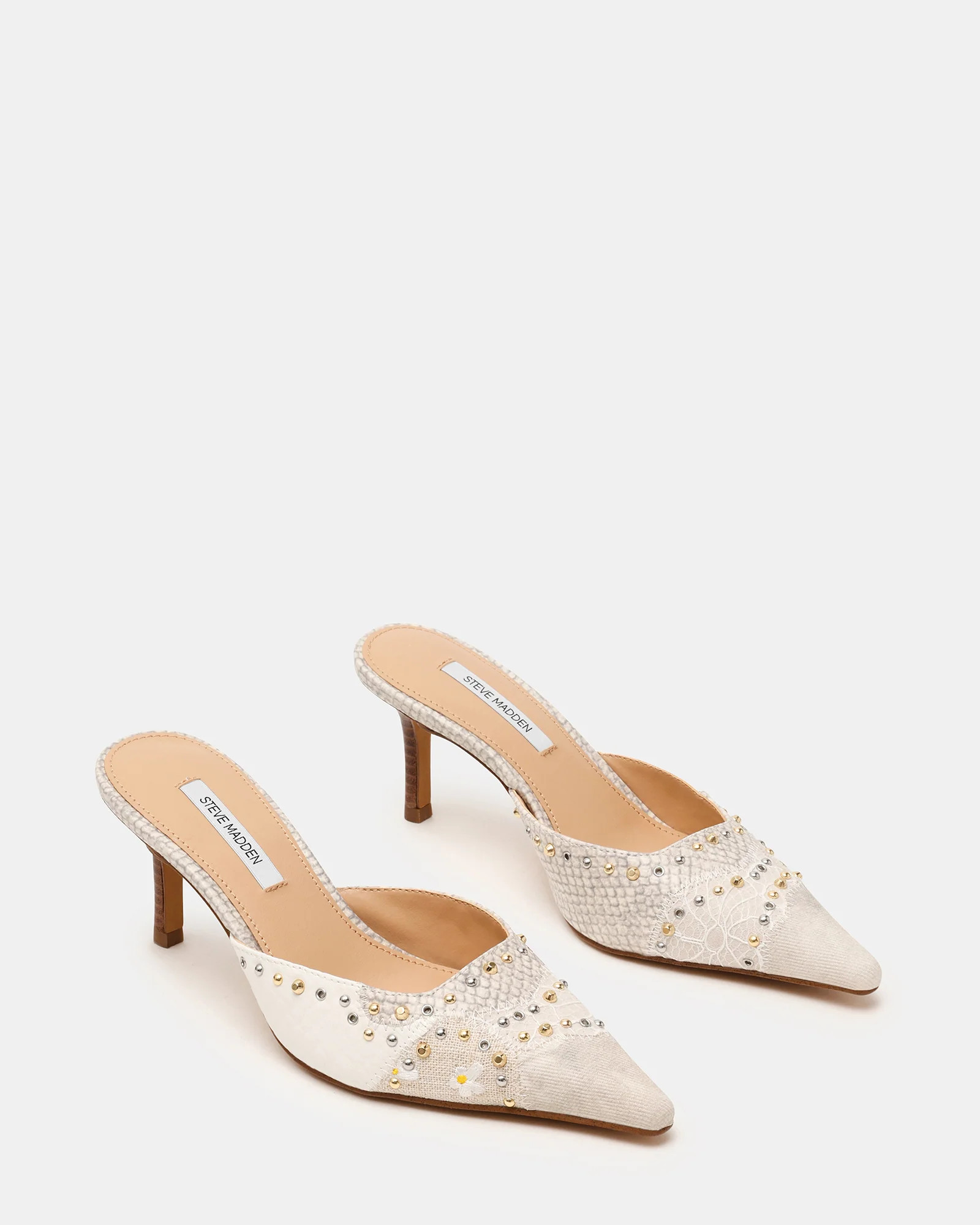 ALEXI Bone Multi Studs Pointed-Toe Mule Women's Heel | Steve Madden (US)
