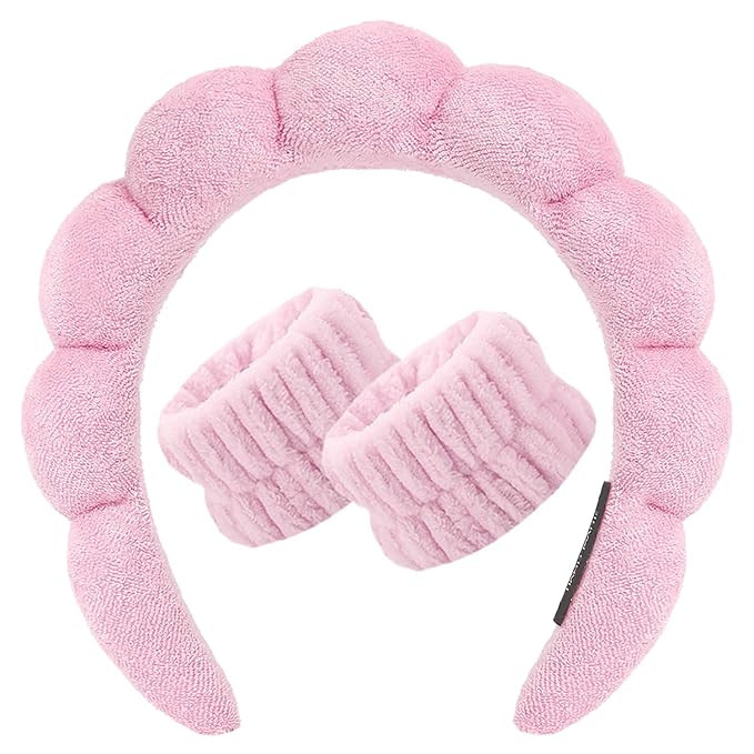 Spa Headband and Wristbands for Women Girls, Face Washing Skincare Hair Band, Terry Towel Cloth S... | Amazon (US)
