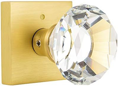 HIEMEY Square Glass Crystal Door Knobs Interior, Bedroom and Bathroom Privacy Door Knobs with Loc... | Amazon (US)