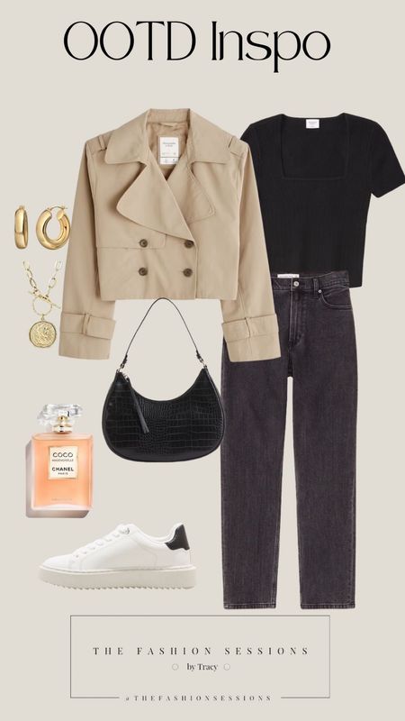 Casual Wear | Spring Wear | Light Jacket | Black T Shirt | Black Jeans | white Sneakers | cropped trench coat

#LTKFind #LTKstyletip #LTKunder100