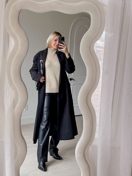Winter outfit inspo #blackcoat #leatherpants #sweater

#LTKfindsunder50 #LTKfindsunder100 #LTKSeasonal