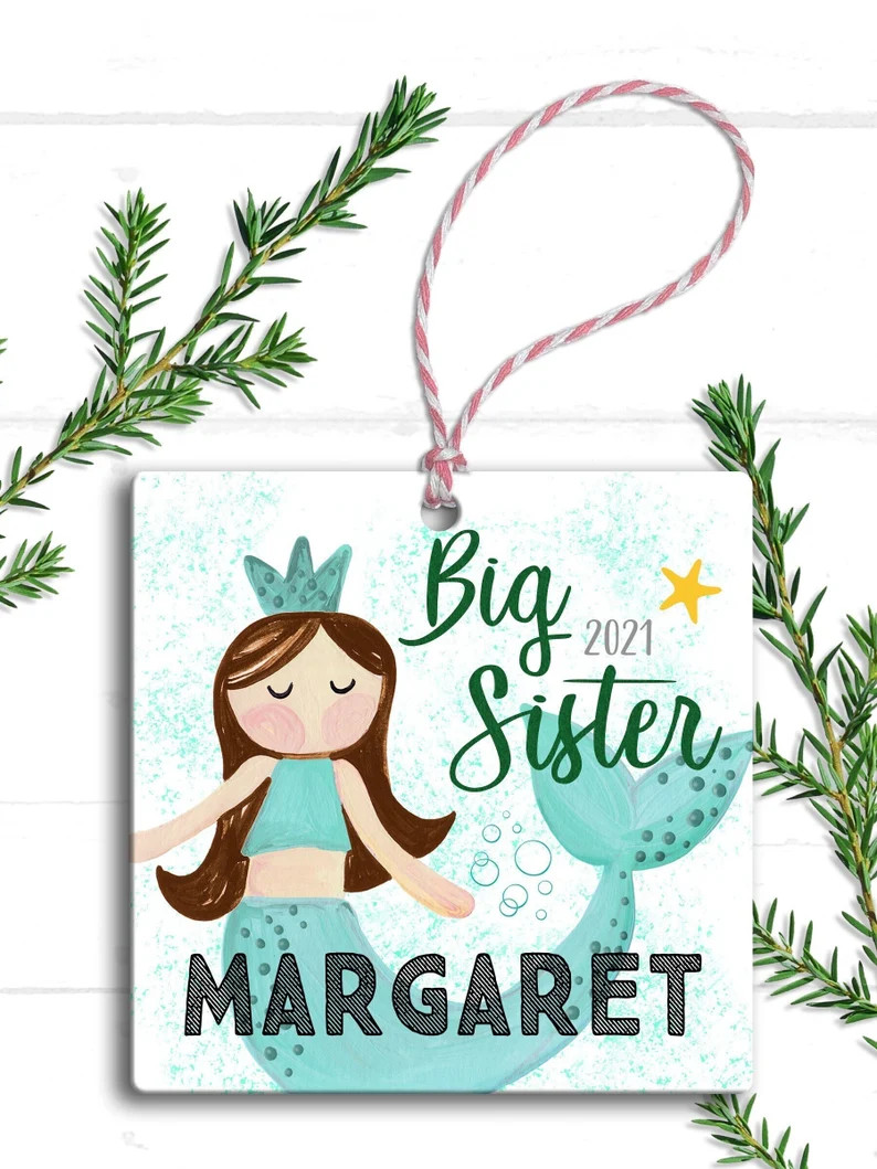 Big Sister Mermaid Christmas Ornament - Big Sister Ornament - Big Sister Gift - First Christmas a... | Etsy (US)