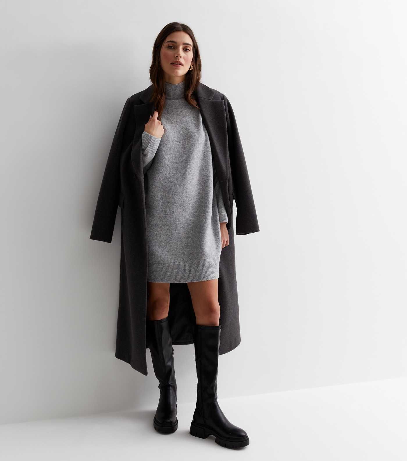 Grey Knit High Neck Mini Dress
						
						Add to Saved Items
						Remove from Saved Items | New Look (UK)
