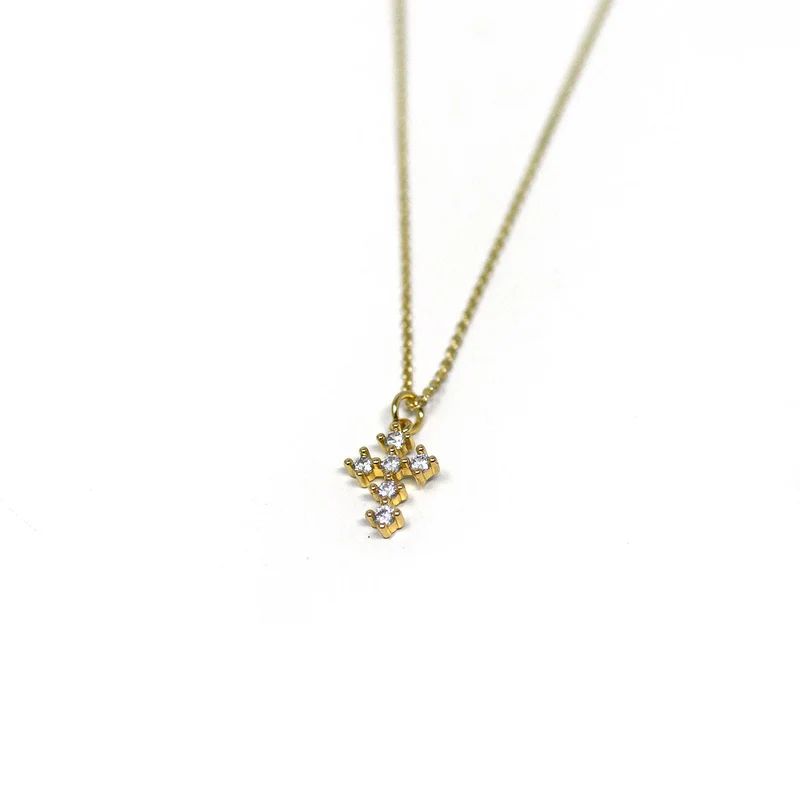 Dainty Crystal Cross Necklace | The Sis Kiss
