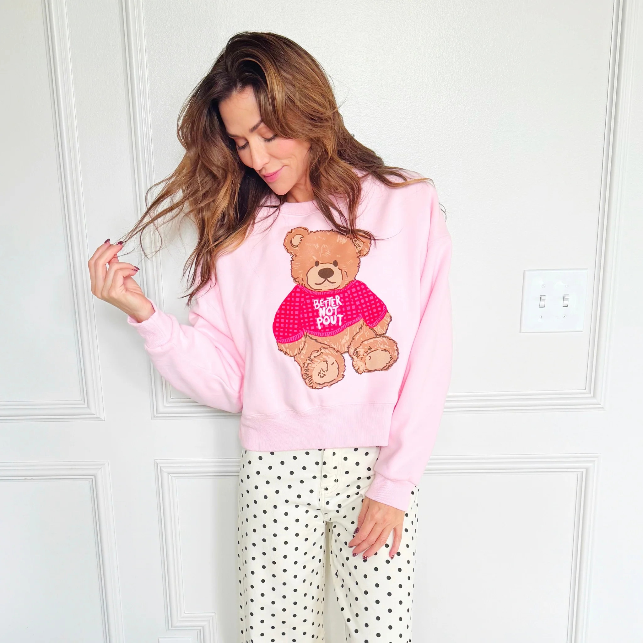 Teddy Better Not Pout Crop Sweatshirt | Poppy & Pine