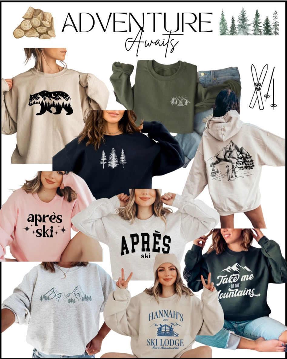 These sweatshirts have the cutest mountain vibes! So cozy! Etsy sweatshirts. Winter graphic sweatshirts  Comfy. 

#LTKtravel #LTKHoliday #LTKSeasonal