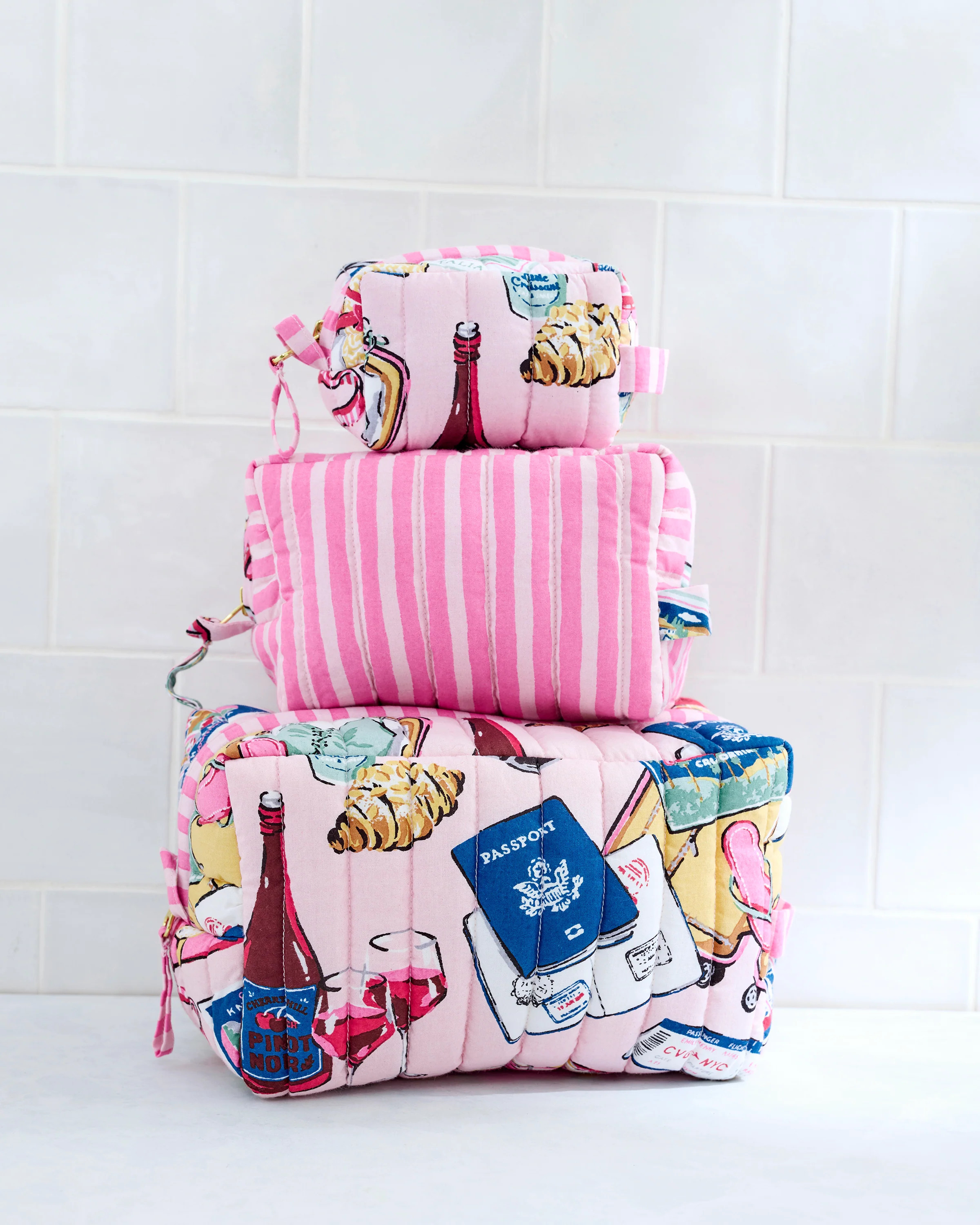 Emotional Baggage - Three\u2019s Best Pouch Set - Happy Place Pink | Printfresh
