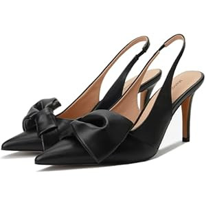 Women's Slingback Heels with Bow Pointed Toe Pumps with Elasticated Strap 3.3" High Heels for Eve... | Amazon (US)