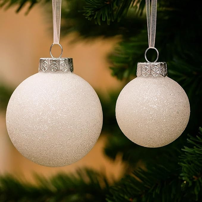 SLEETLY White Christmas Ornaments – 32-Piece Shatterproof Plastic Holiday Tree Decorations, 16 ... | Amazon (US)