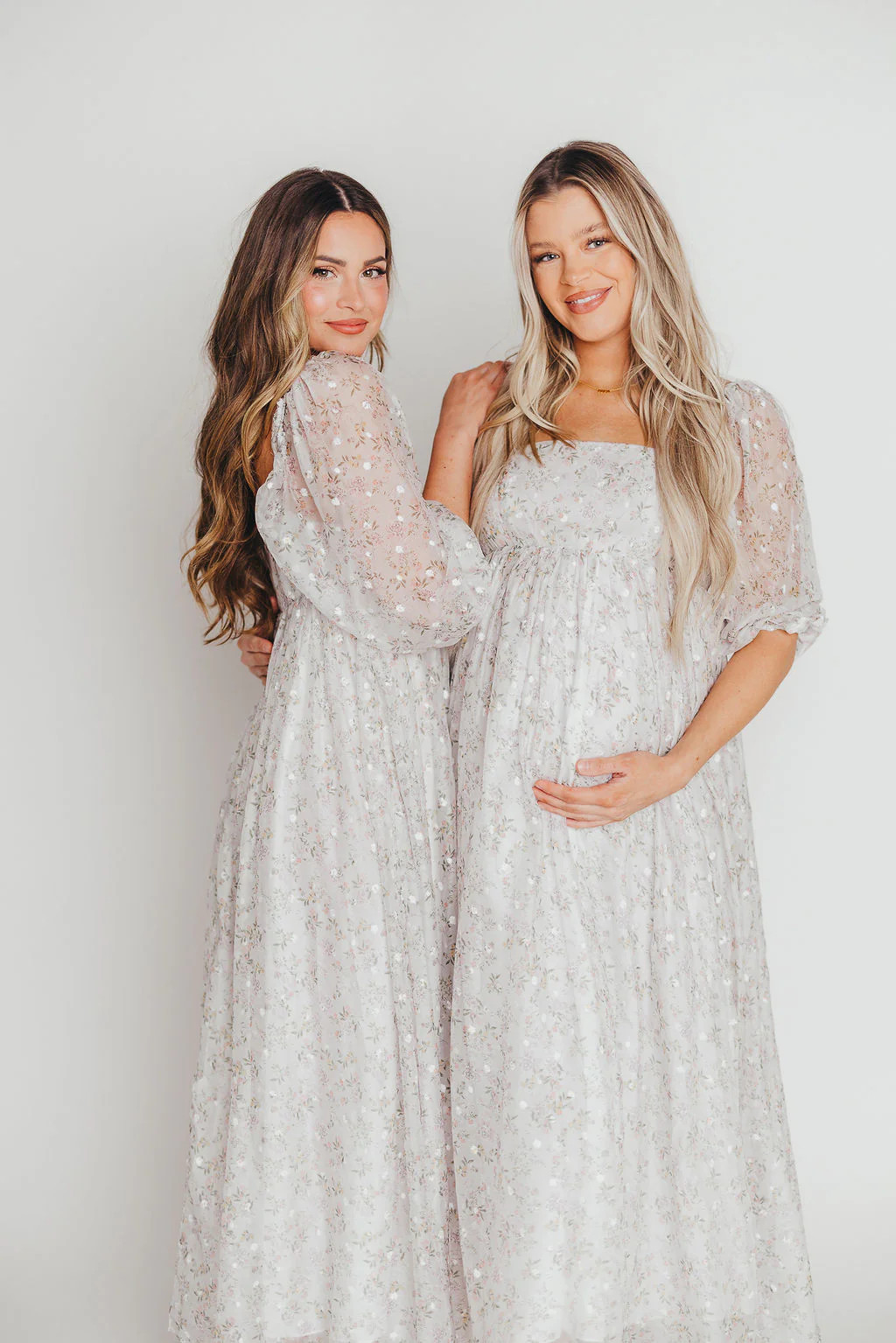 *New* Mona Maxi Dress with Smocking in Grey Floral - Bump Friendly (S- | Worth Collective