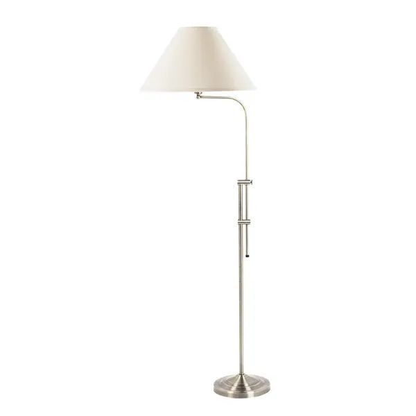 Off-white/Silvertone Steel Three-way Floor Lamp - Overstock - 13682688 | Bed Bath & Beyond