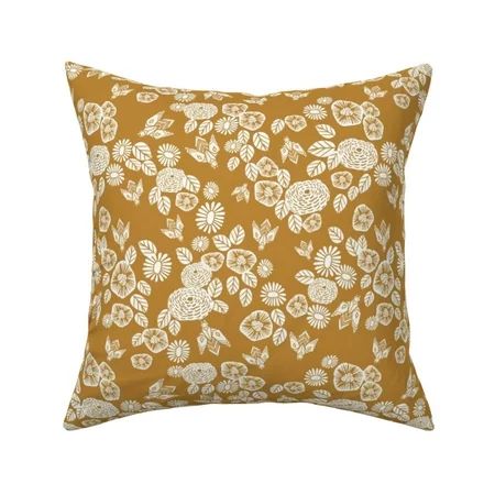 Bee Garden Bees Bugs Mustard Throw Pillow Cover w Optional Insert by Roostery | Walmart (US)