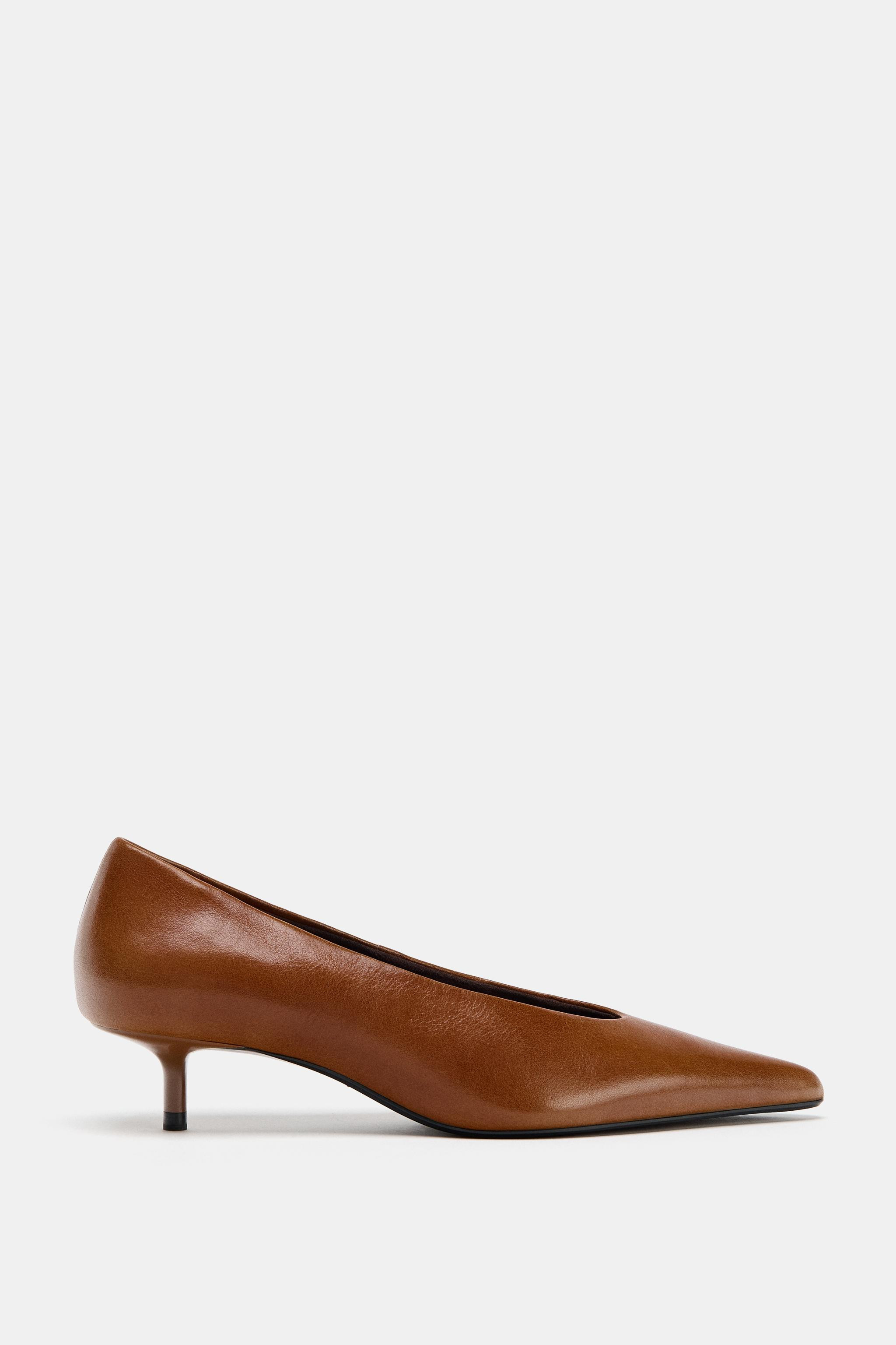 LEATHER KITTEN HEEL SHOES | Zara AU