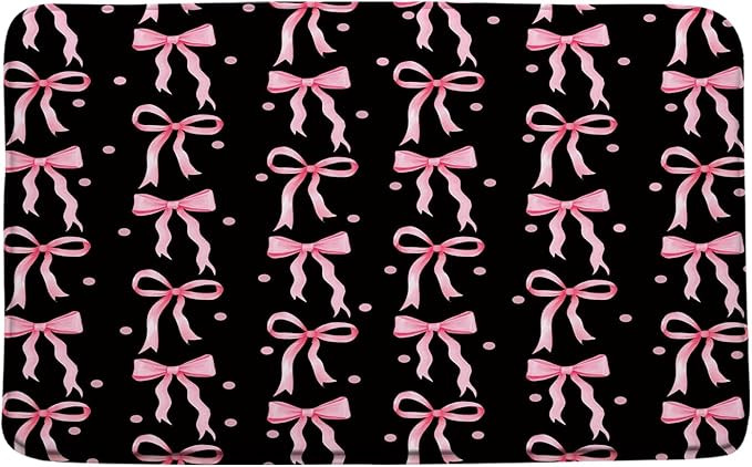 Cute Bow Bath Mat Pink Bownot Aesthetic Modern Bathroom Mat Rug Memory Foam Doormat，17.8x29.5 I... | Amazon (US)