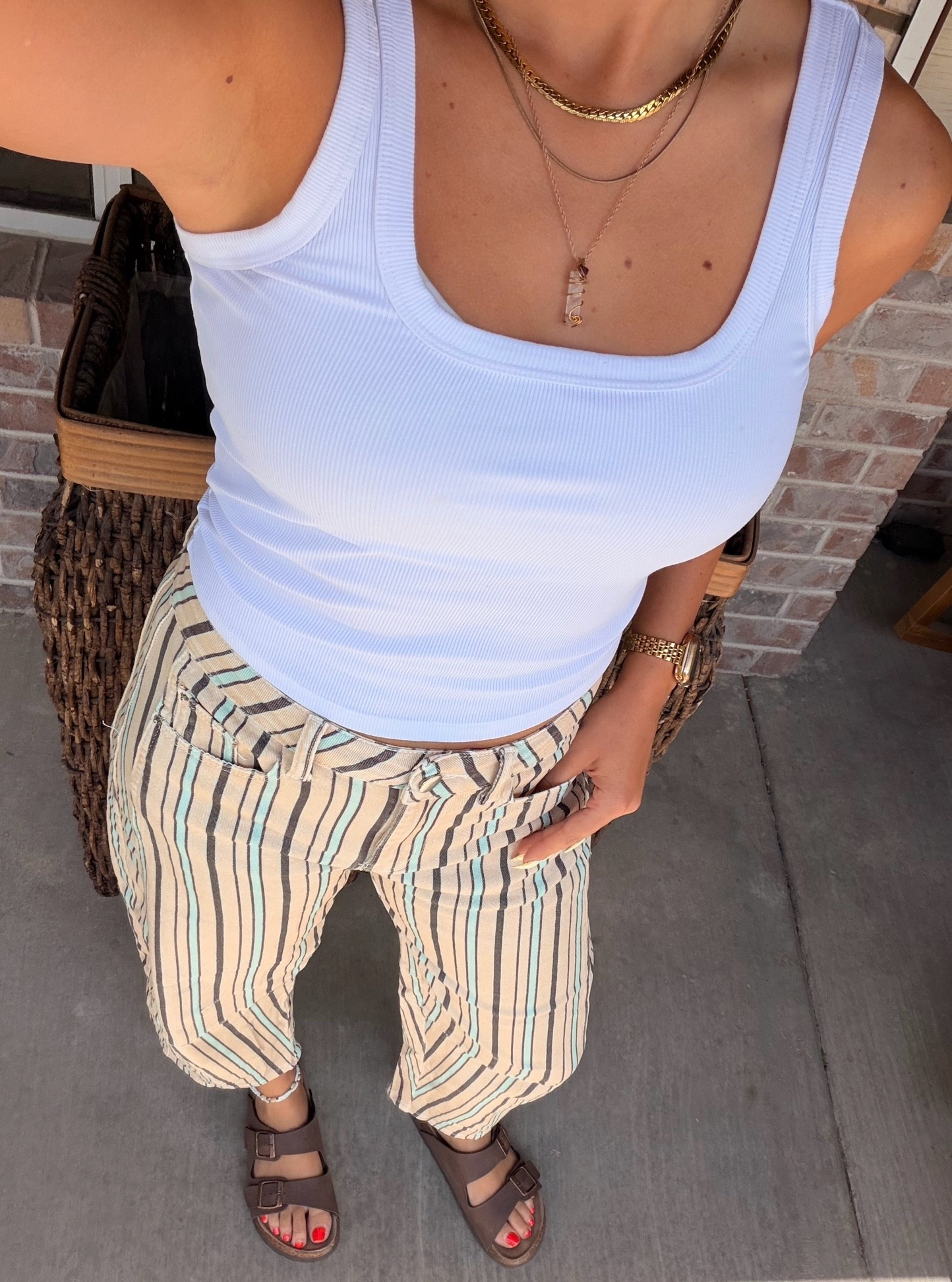 The brand is loveimgs on Amazon for the striped pants. They won’t let me link the exact ones but this brand is amazing!!