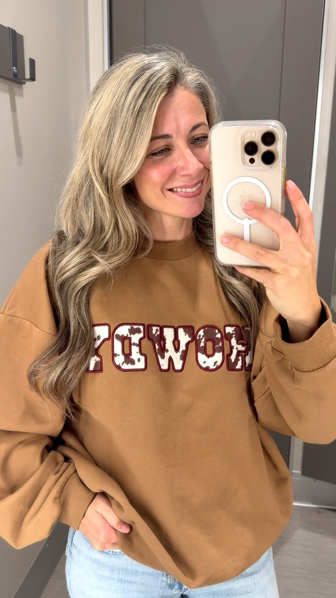 Target Howdy sweatshirt!🤠 wearing a large! Loving the cowhide on the lettering! Wearing a large! 

#LTKPetite #LTKFindsUnder50 #LTKOver40
