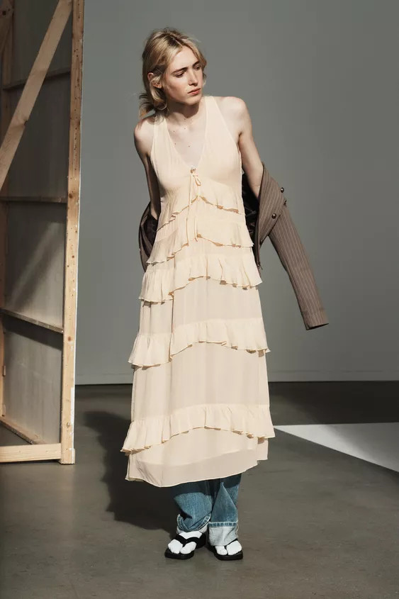 RUFFLED MIDI DRESS | Zara US