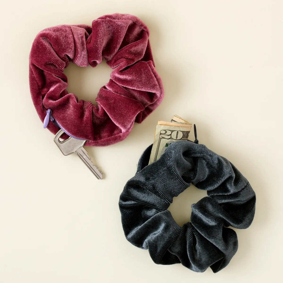 Hidden Pocket Scrunchies - Set of Two | UncommonGoods