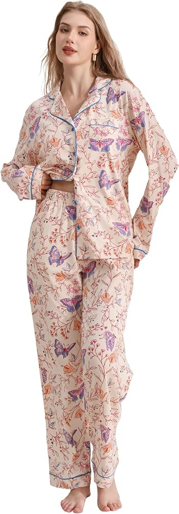 NAP BOUND 100% Cotton Women's Pajama Sets Long Sleeve Button Down Sleepwear Soft Lounge Sets Nigh... | Amazon (US)