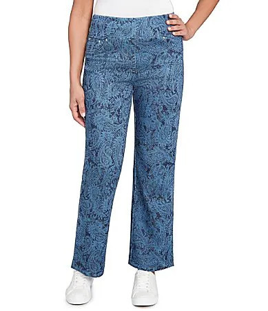 Ruby Rd. Allover Paisley Print Pull-On Ankle Jeans - 14 | Dillard's