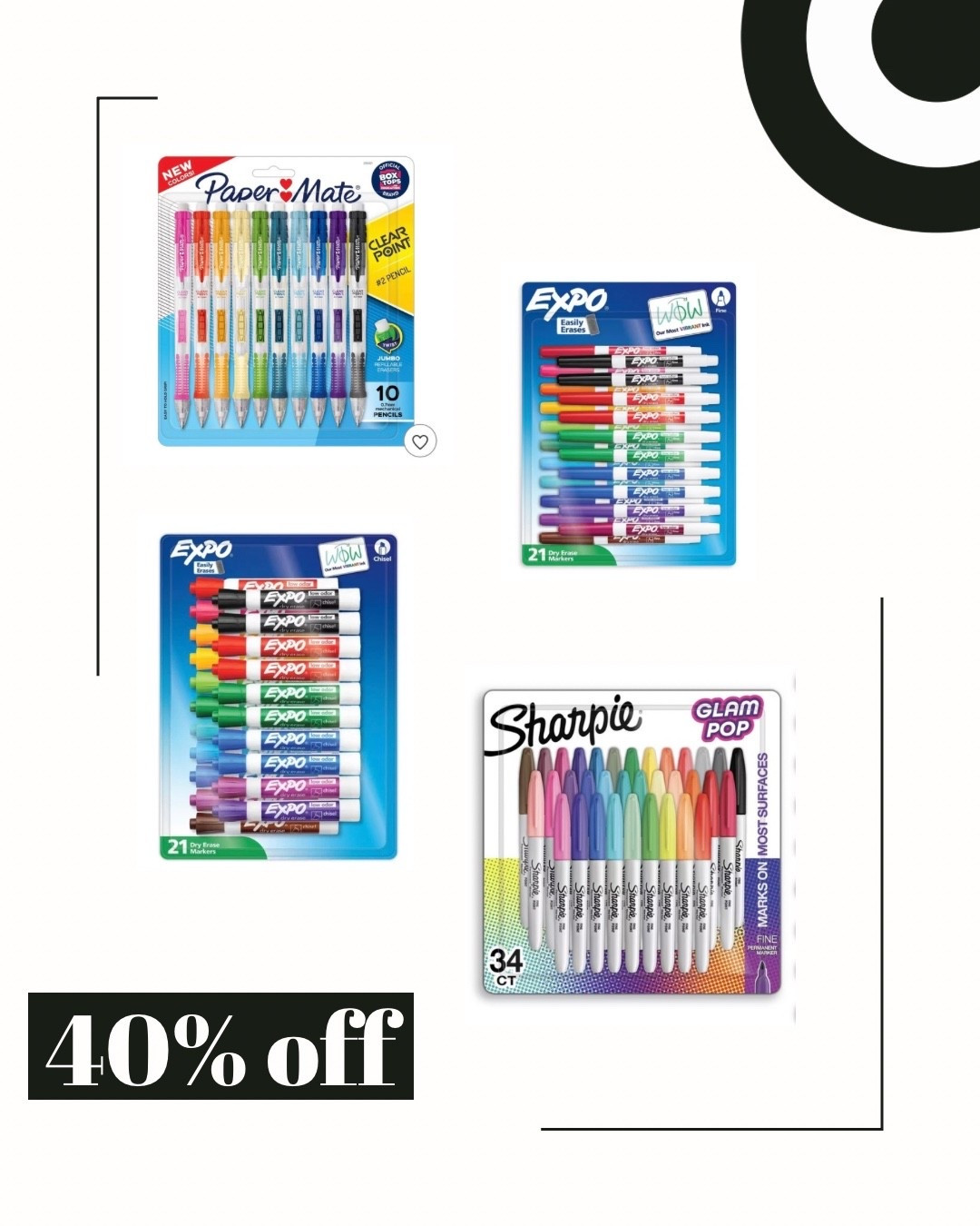✨40% off Sharpie, Expo, and Pencilmate  Markers & Pencils, Desk & School Supplies @Target #target #targetdeals #targetcircle #targetkids #sharpiemarkers #expomarkers #pencilmate #schoolsupplies #desksupplies

#LTKBeauty #LTKmomlife #LTKstorytime