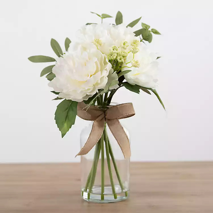 Peony Eucalyptus Bouquet in Glass Vase | Kirkland's Home