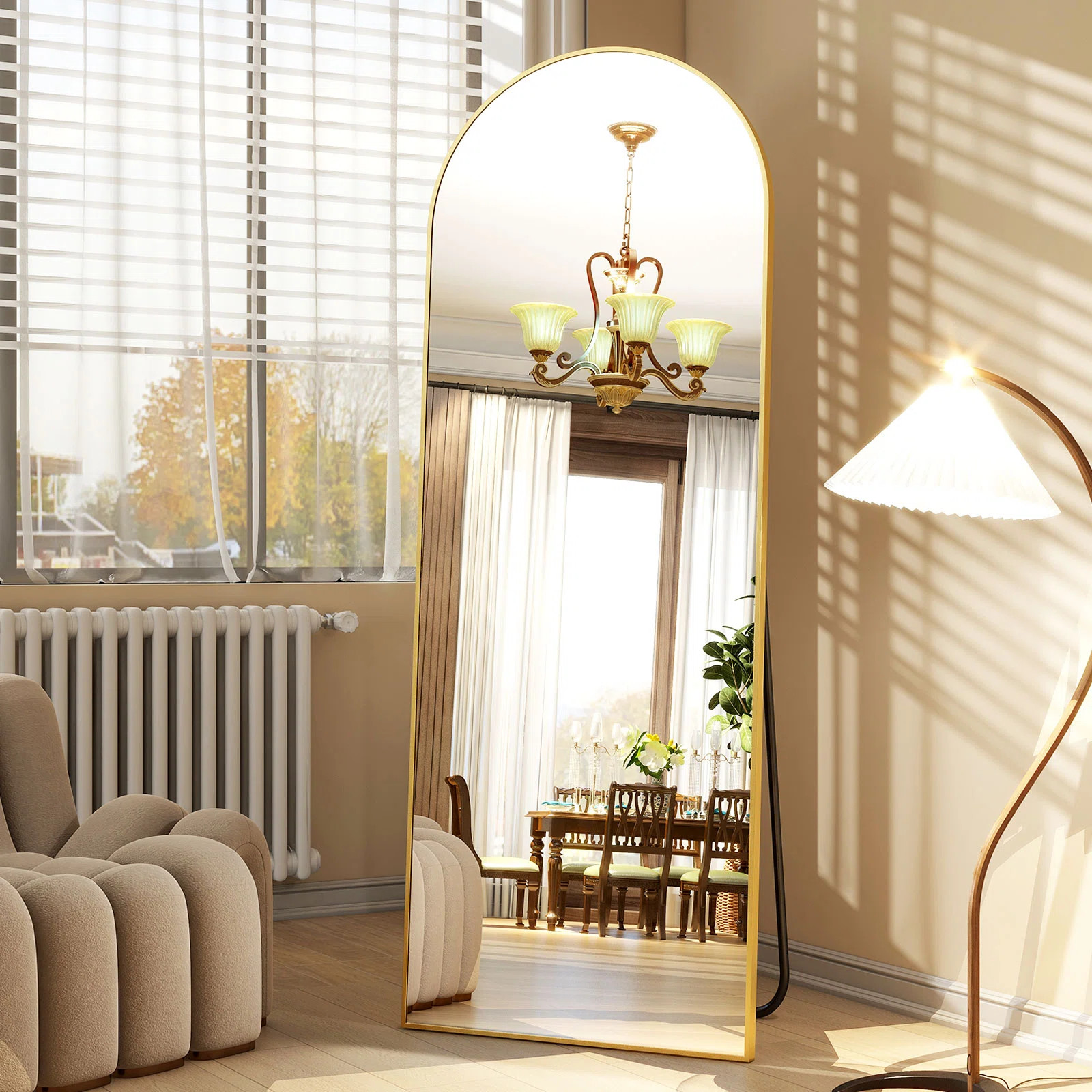 Jablon Arched Full Length Mirror with Stand Large Wall Mirror | Wayfair North America