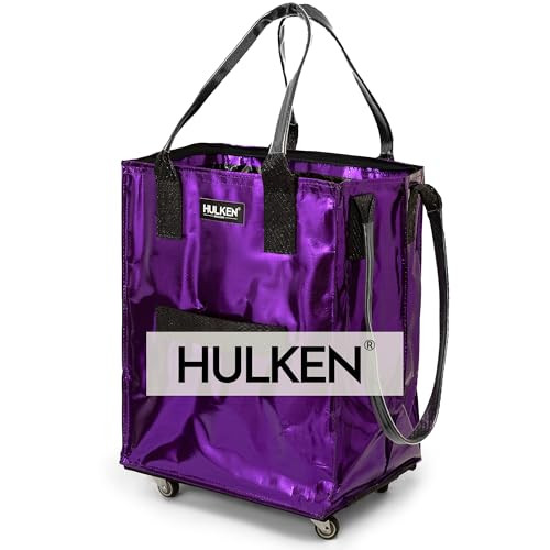 HULKEN - (Medium, Ultraviolet) Reusable Grocery Bag On Wheels, Shopping Trolley, Rolling Tote, Zipper Closure, Lightweight, Carries Up to 66 lb, Folds Flat, Unbreakable Handles | Amazon (US)