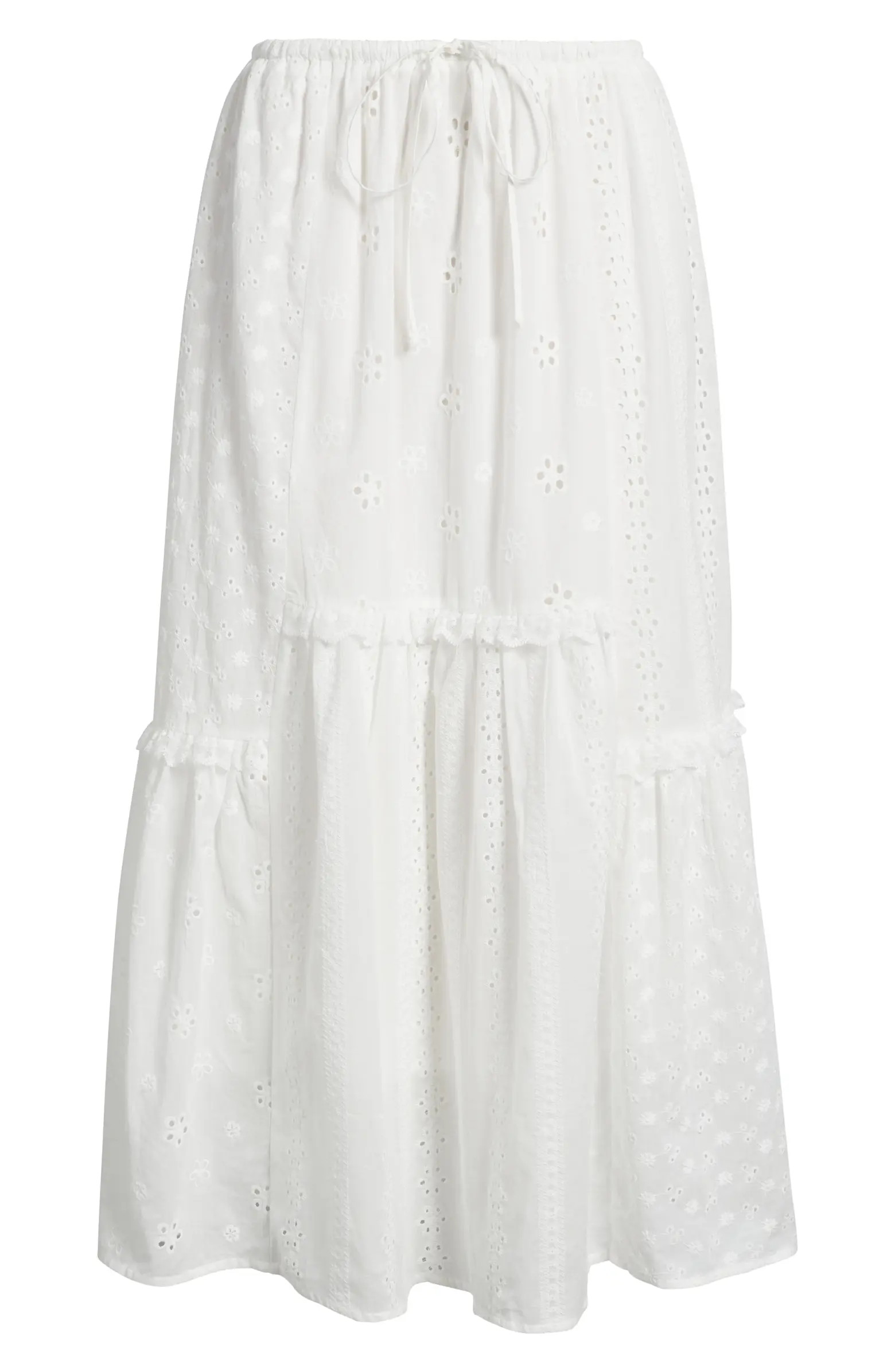 Ruffle Embroidered Eyelet Tiered Maxi Skirt | Nordstrom