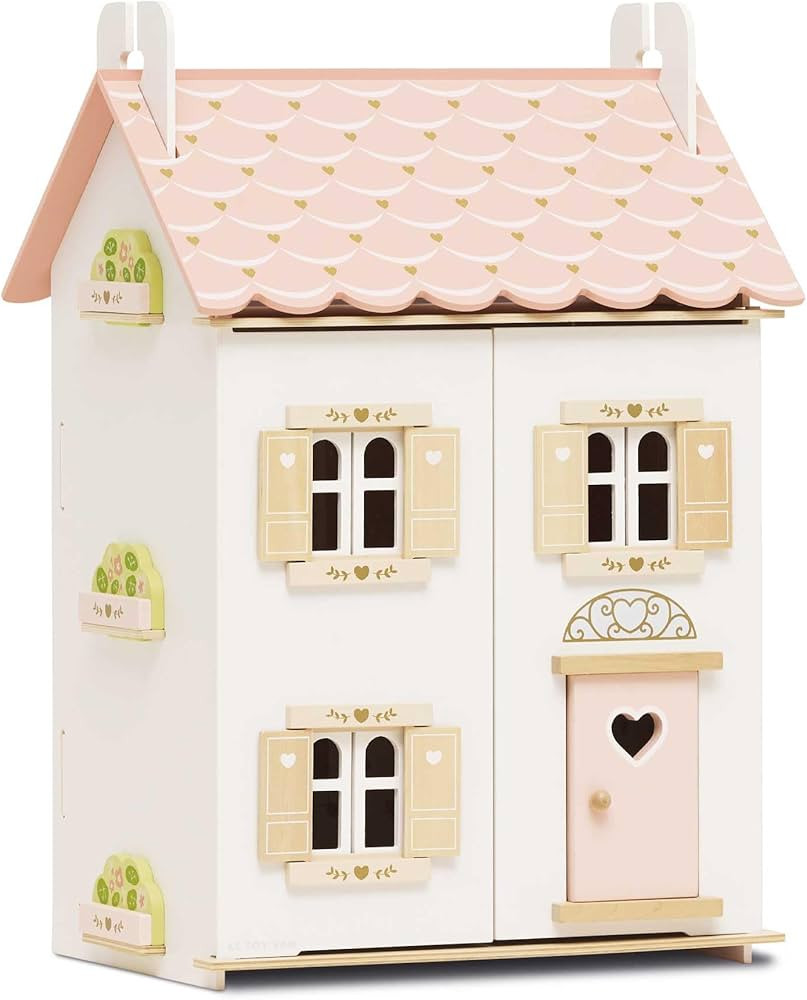 Le Toy Van – Rose Heart Wooden Doll House | Girls & Boys 3 Storey Wooden Dolls House Play Set -... | Amazon (US)