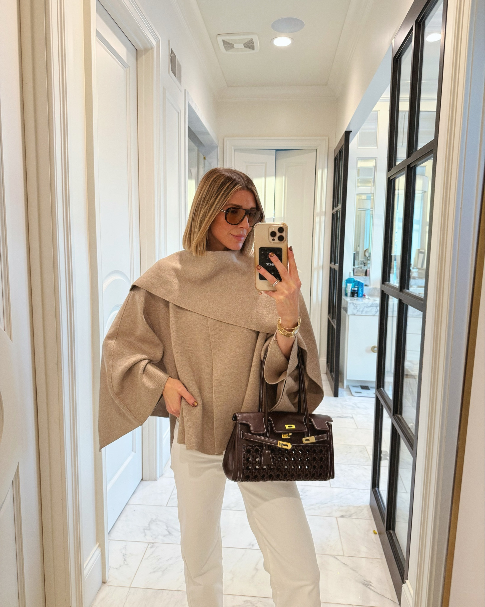 Winter outfit idea 
White wide leg jeans 
Cellajaneblog 